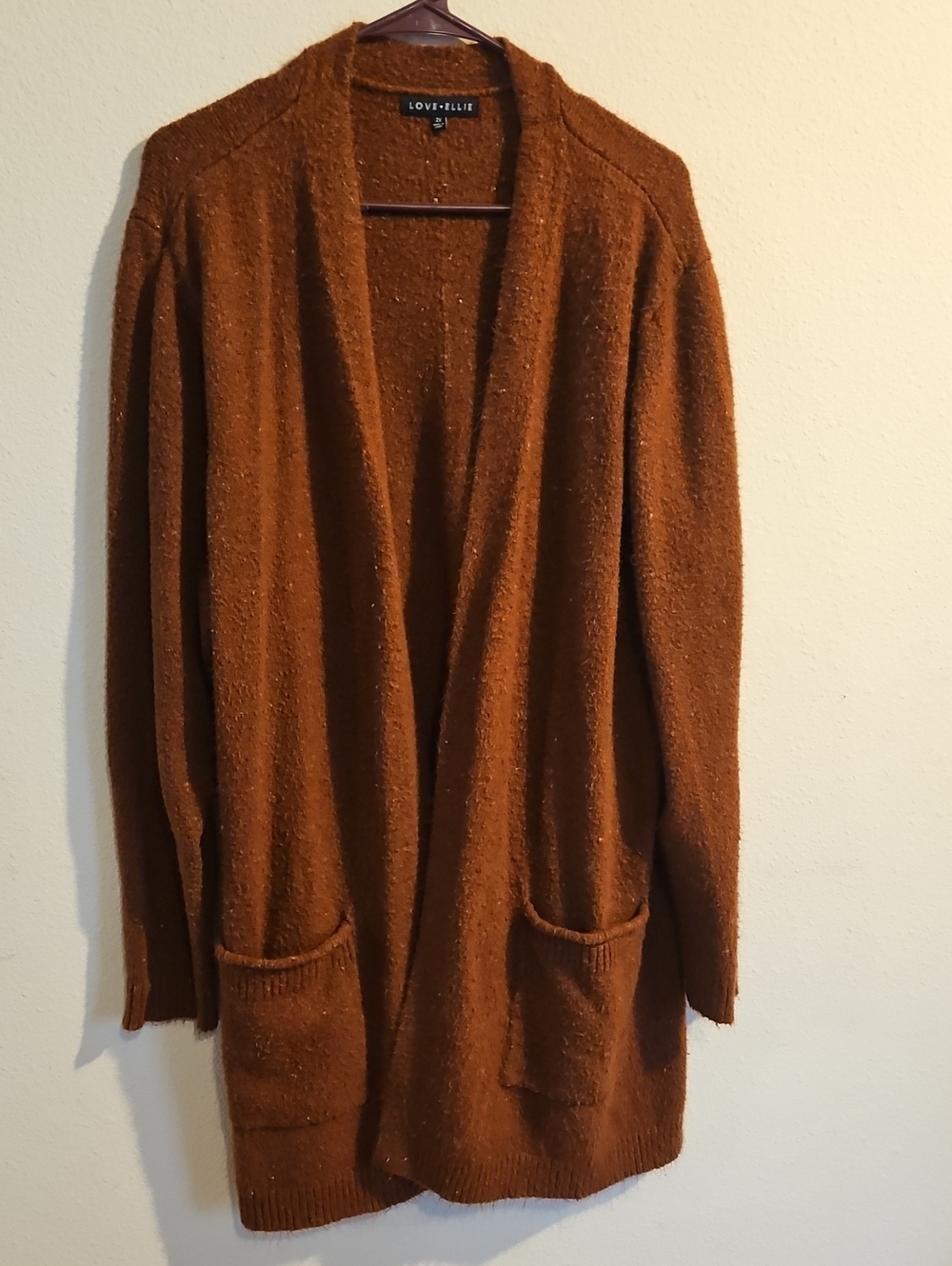 Love Ellie Open-Front Rust Cardigan Sweater